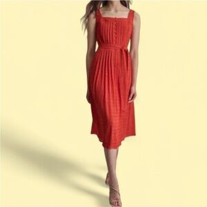 DKNY Women’s Size 8 Vibrant Orange Pumpkin Season Thanksgiving Retro Midi Dress